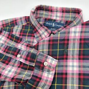 Polo Ralph Lauren Shirt Men's Large Multicolor Blake Tartan Plaid Pony Casual
